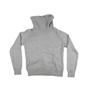 Womens XL Gray Cowl Neck Pullover Cotton Sweater Slouchy Minimalist Cabincore